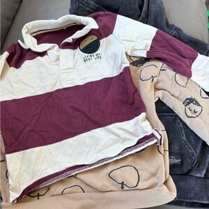 Striped Kids Rugby Shirt - Maroon and Cream
Lot of 3.